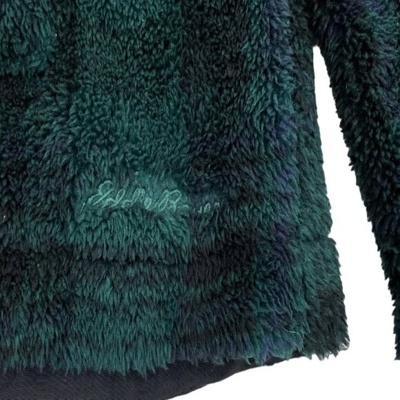 Eddie Bauer Green Tartan Plaid 1/4 Collar Fleece Pullover Sweater Jacket Men's L - Picture 3 of 7